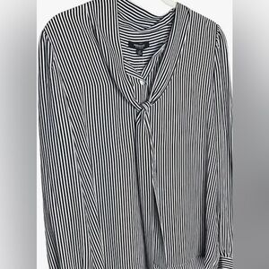 Premise Studio Size Medium  Womens Black White Stripes Button Up Top Blouse